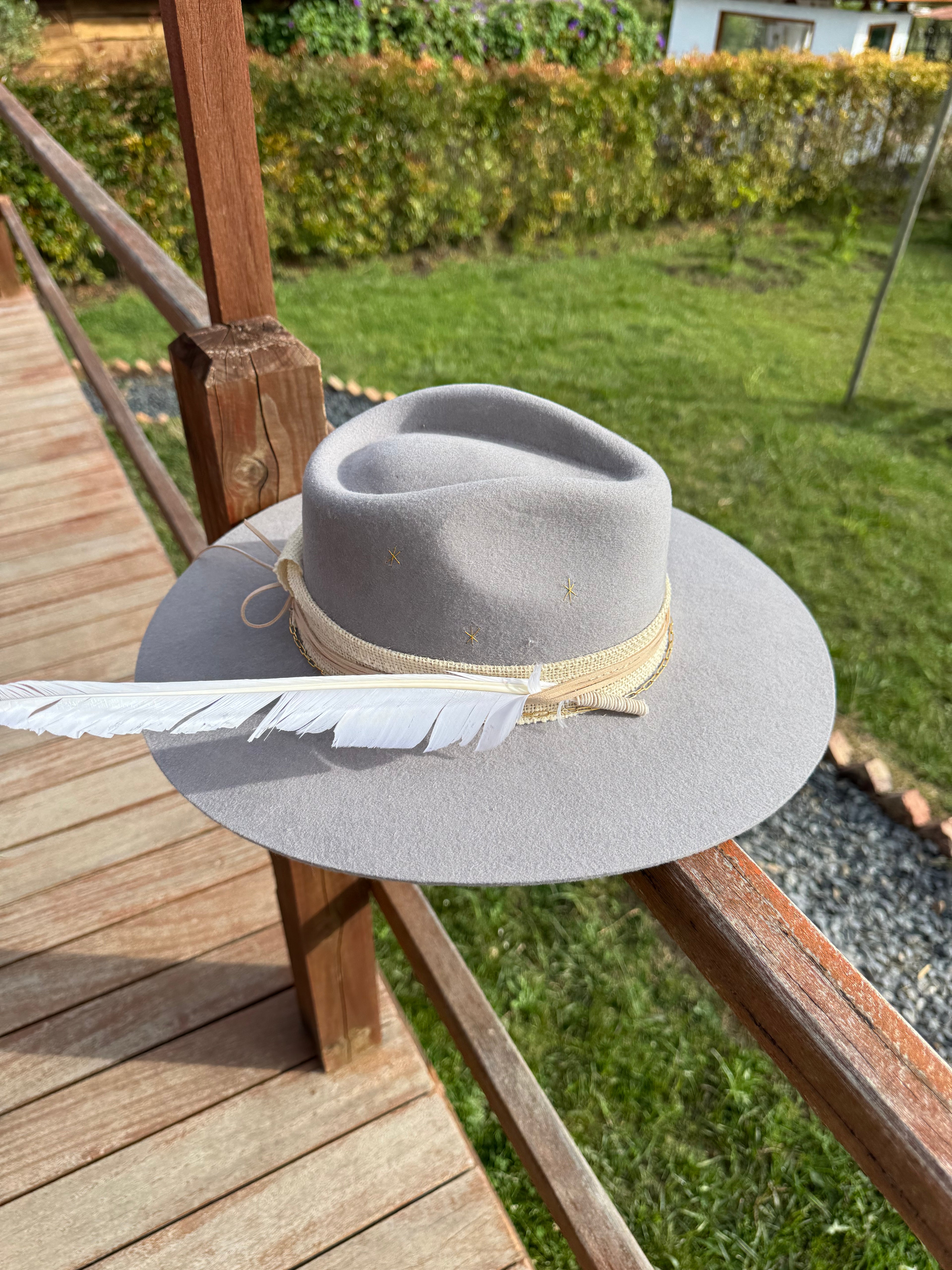 Fedora gris pluma